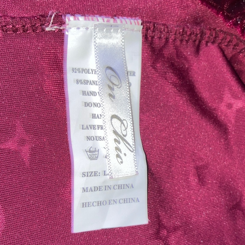 Velvet Burgundy Patterned Pants - Picture 8 of 9